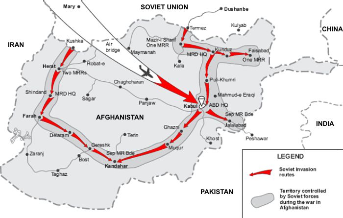 Az afganisztáni szovjet invázió egy amerikai térképen. Forrás: Wikimedia Commons