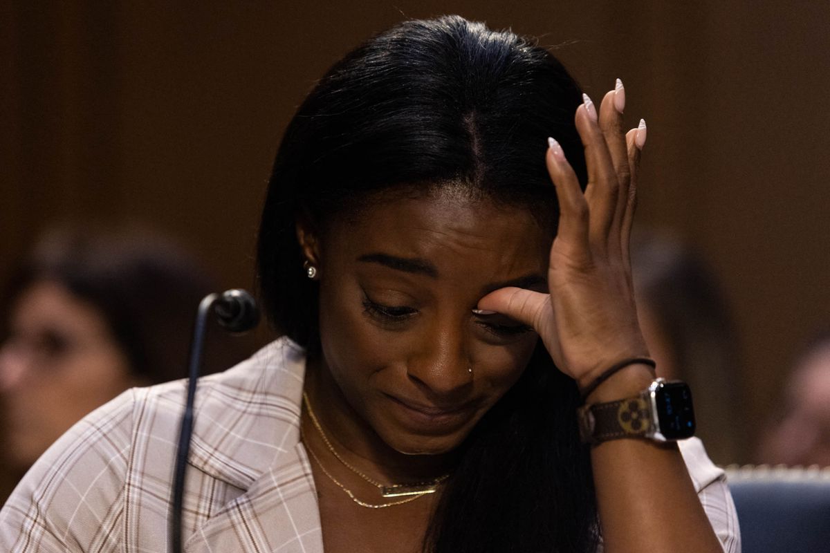 A képen: Simone Biles is sírva fakadt a szenátusi meghallgatáson. Fotó: Graeme Jennings / POOL / AFP