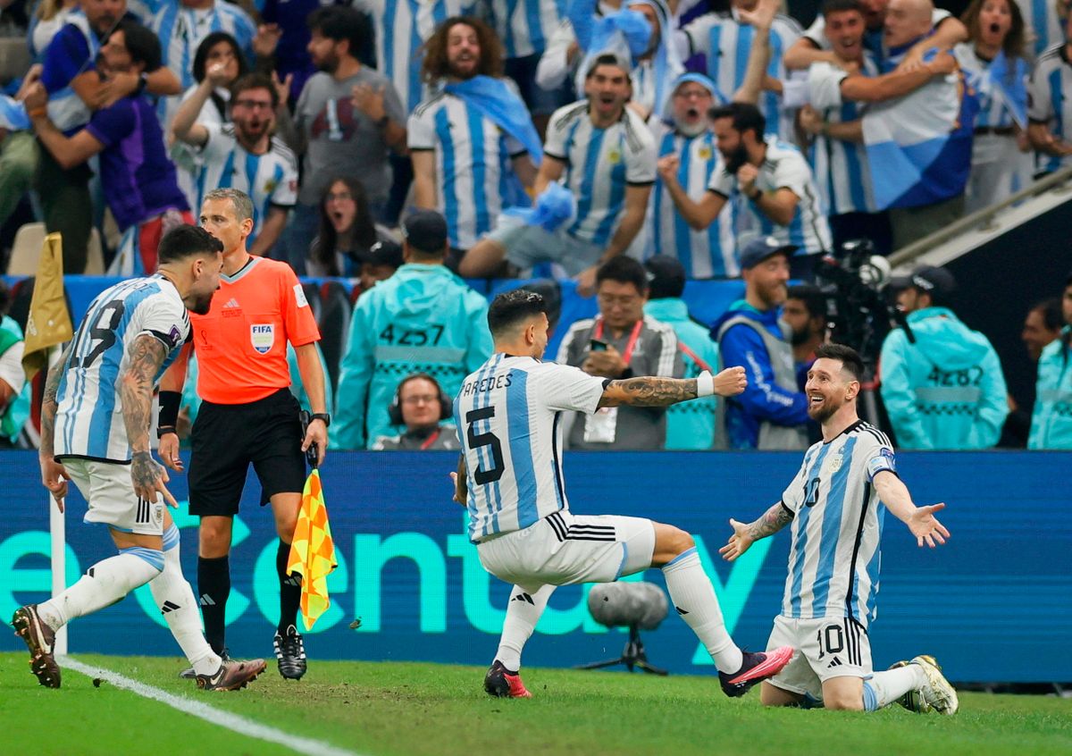 Háromszor volt eredményes Argentína - háromszoros világbajnok lett a csapat! Fotó: MTI/EPA/Ronald Wittek