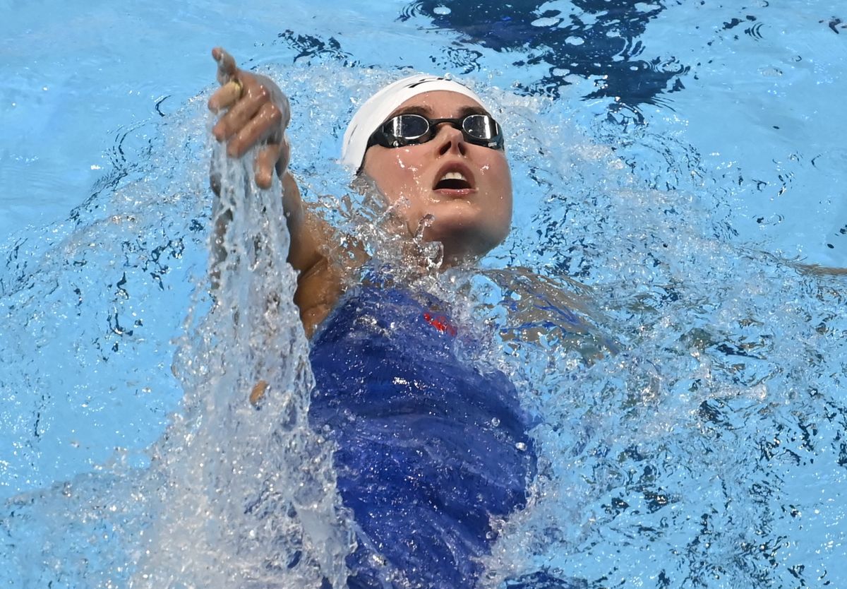 Jakabos Zsuzsanna a 400 méteres vegyesúszás előfutamában a rövid pályás úszó-világbajnokságon Abu-Dzabiban 2021. december 16-án. MTI/Kovács Tamás