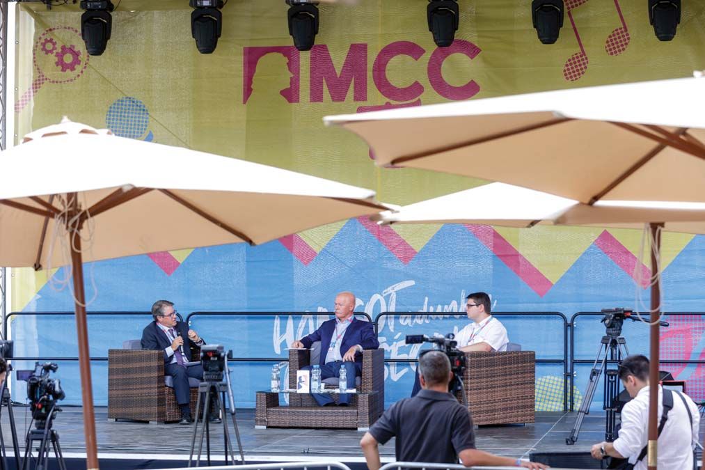 Patrick Deneen és Csák János a kulturális és innovációs miniszter új könyve kapcsán beszélget az MCC Feszten <br> Fotó: Ficsor Márton