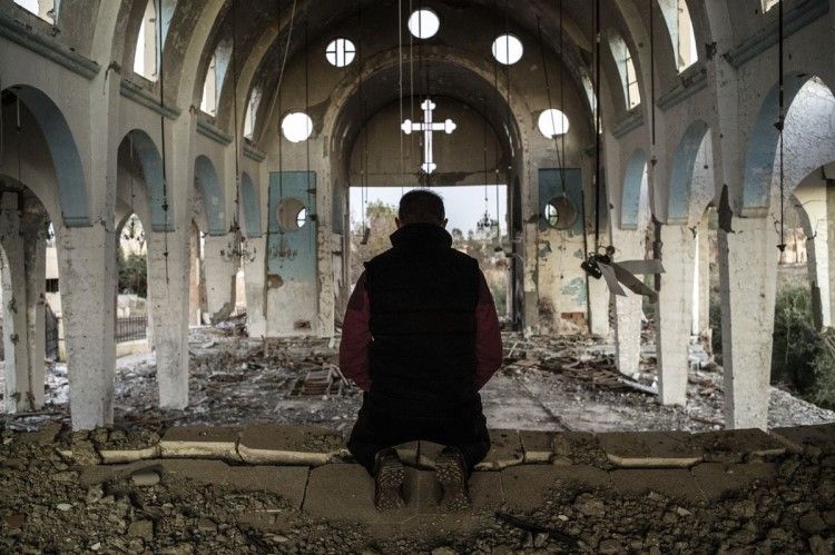 Iszlamisták által lerombolt templom. Fotó: Facebook, Azbej Tristan hivatalos oldala