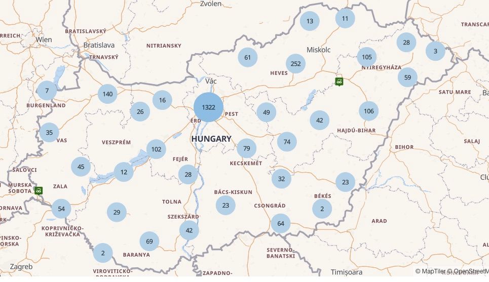 A lopások száma az elmúlt két hónapban, régiónként (forrás: police.hu) 