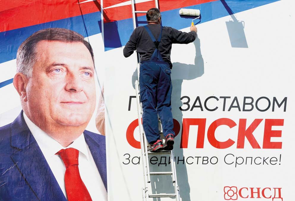 Milorad Dodik  boszniai szerb elnök  a válsággal mozgósíthatja  a szavazókat.<br>Fotó: REUTERS / DADo RUVIC