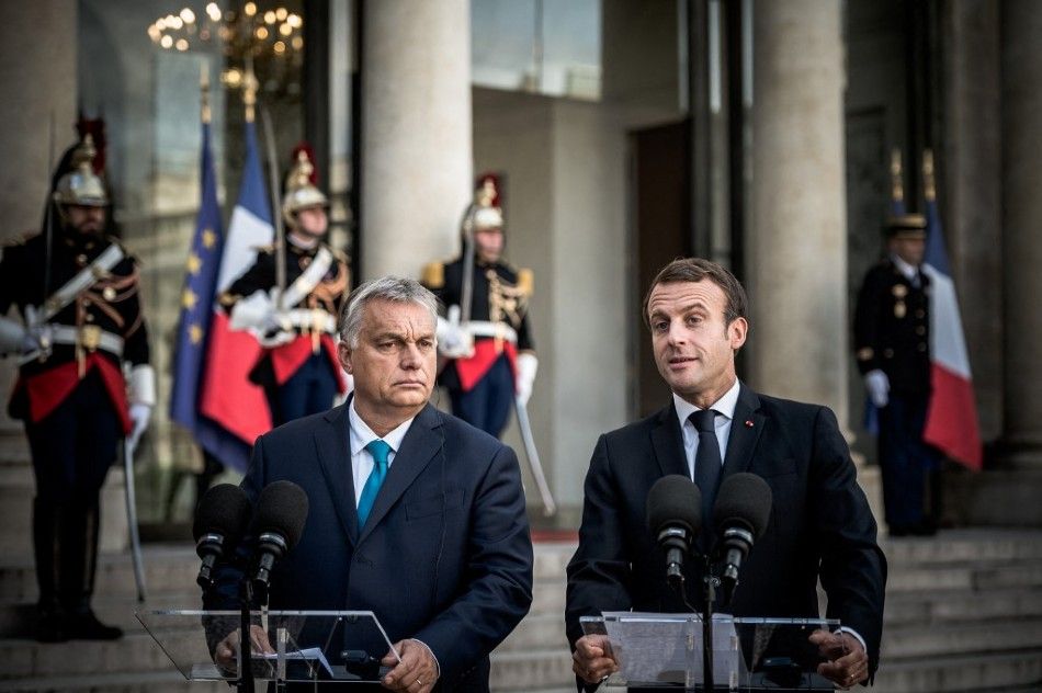 Nem ez az első alkalom, hogy négyszemközt találkoztak: Orbán 2019-ben már járt munkaebéden az Élysée-palotában. Fotó: ARTHUR NICHOLAS ORCHARD / HANS LUCAS / HANS LUCAS VIA AFP