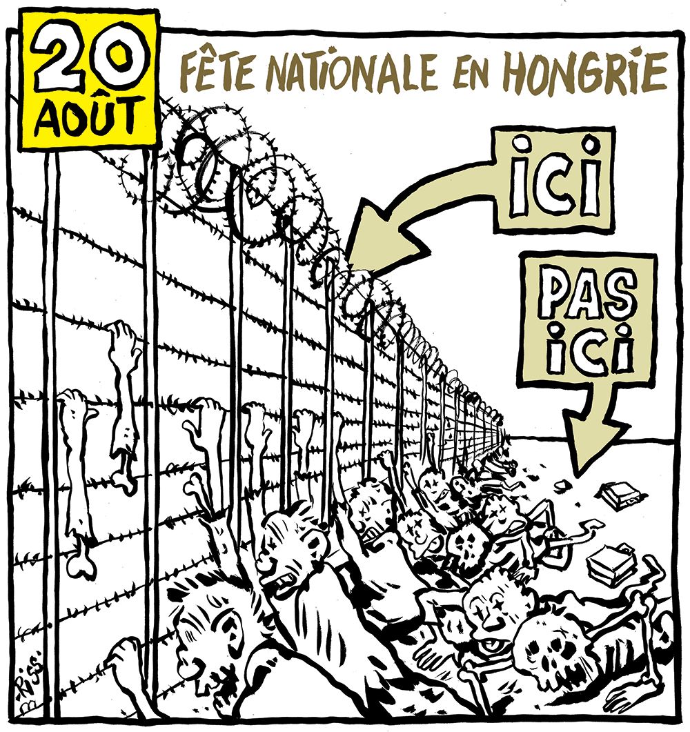 „Augusztus 20. – Nemzeti ünnep Magyarországon. Itt, és nem itt” <br> Forrás: Charlie Hebdo Facebook-oldala