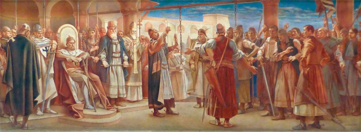 Jantyik Mátyás:II. András kihirdetiaz Aranybullát.<br>Fotó: Wikipédia / Jantyik Mátyás festménye