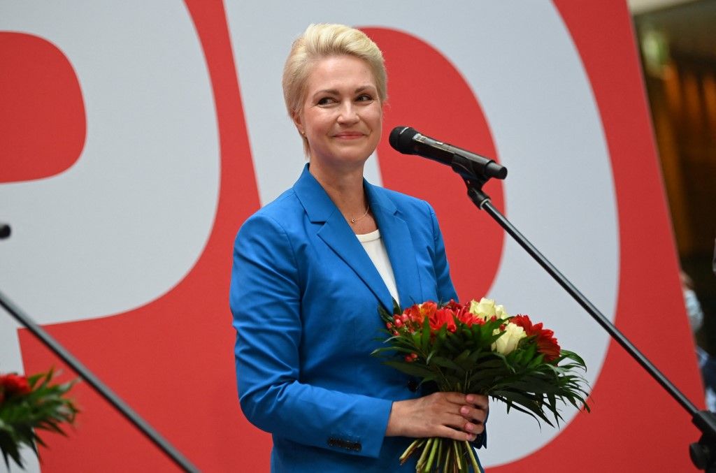 Ő lehet az egyik befutó? Manuela Schwesig a győztes tartományi választás után a berlini Willy Brandt-házban. Fotó: BRITTA PEDERSEN / DPA / dpa Picture-Alliance via AFP