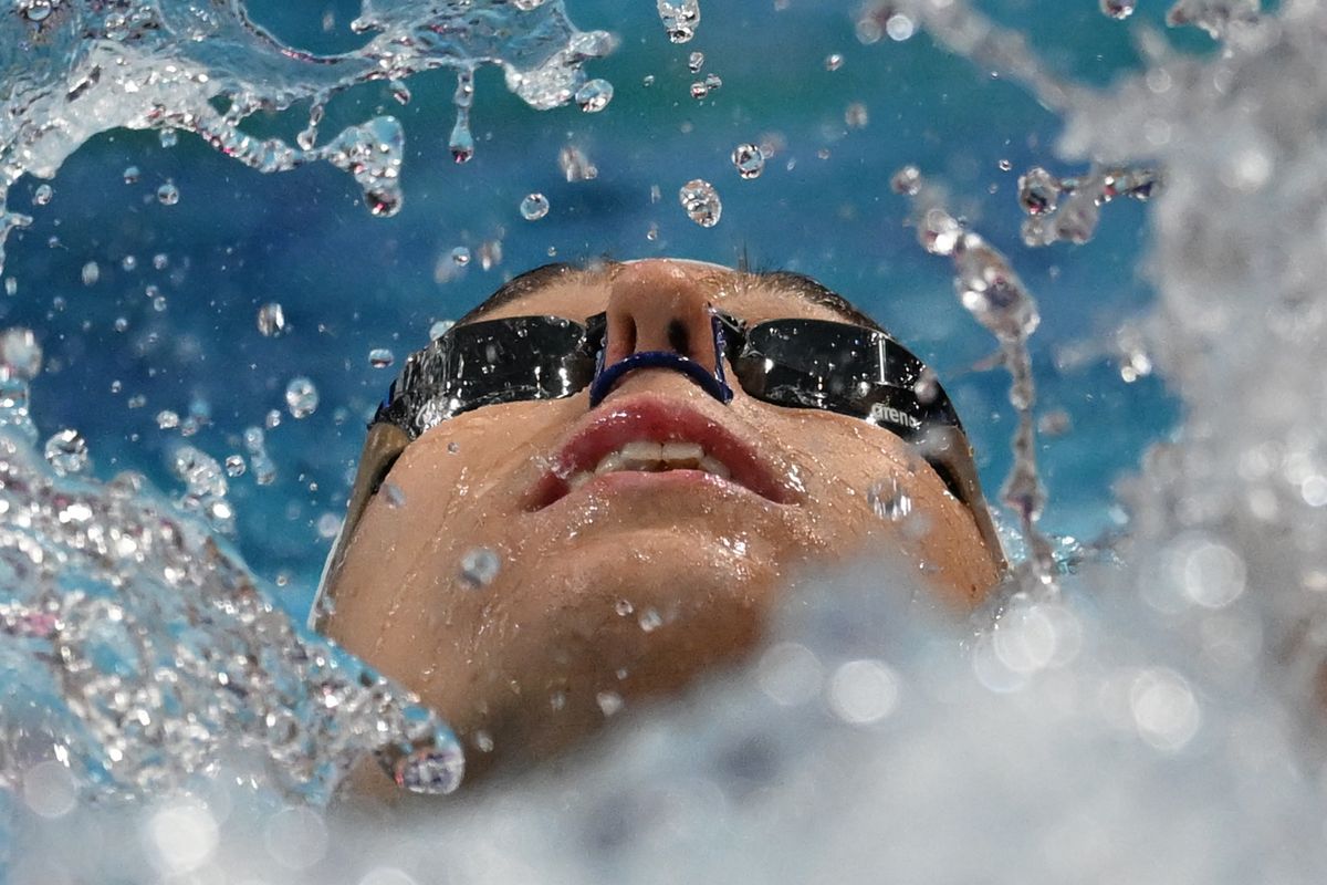 Telegdy Ádám a hatodik helyen végzett a férfi 200 méteres hátúszás döntőjében a hazai rendezésű vizes világbajnokságon a Duna Arénában június 23-án. Fotó: Trenka Attila