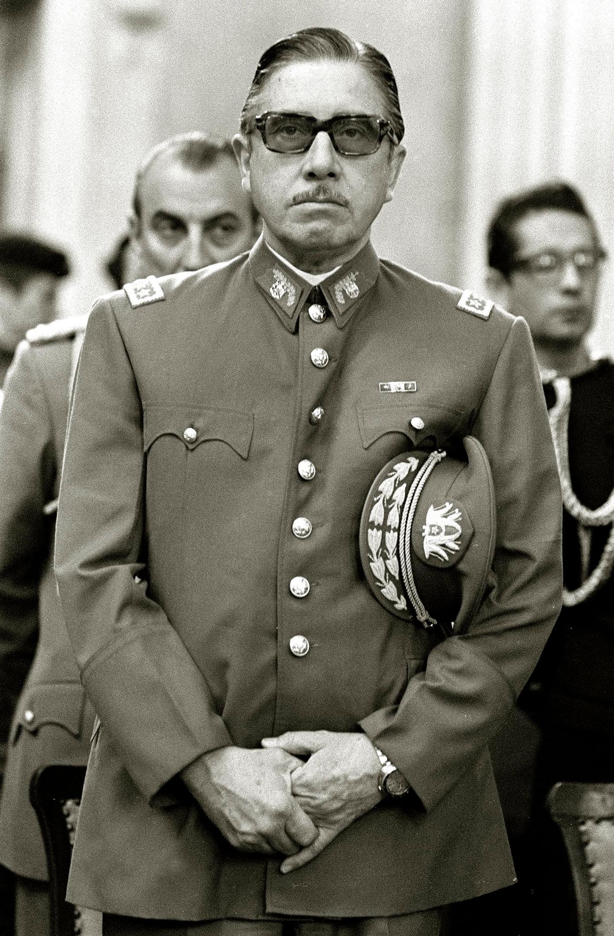 Augusto Pinochet chilei tábornok, a hadsereg főparancsnoka. 1973. szeptember 11-én katonai puccsal szerezte meg a hatalmat Salvador Allende szocialista elnöktől. Fotó: MTI/EPA/AFP/HORACIO VILLALOBOS