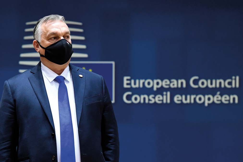 Orbán Viktor miniszterelnök az EU-tagországok állam-, illetve kormányfőinek brüsszeli csúcsértekezletén. <br> Fotó: MTI / Európai Tanács