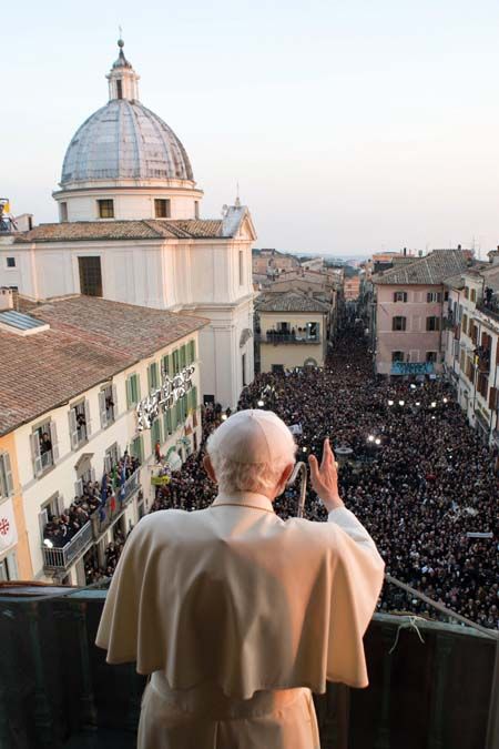XVI. Benedek pápa a távozása napján, 2013. február 28-án. <br> Fotó: AFP / Osservatore Romano