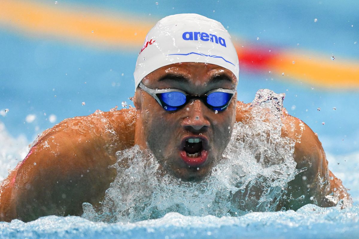 Milák Kristóf világcsúccsal védte meg világbajnoki címét kétszáz méteres pillangóúszásban a hazai rendezésű vizes világbajnokságon a Duna Arénában. Fotó: Trenka Attila