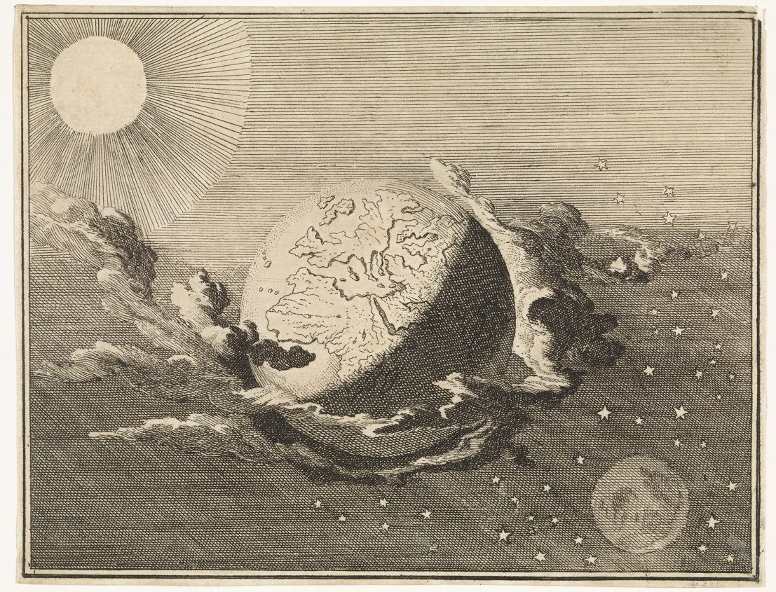 Caspar Luyken: Világegyetem földdel, nappal, holddal és csillagokkal (Heelal met aarde, zon, maan en sterren), 1712