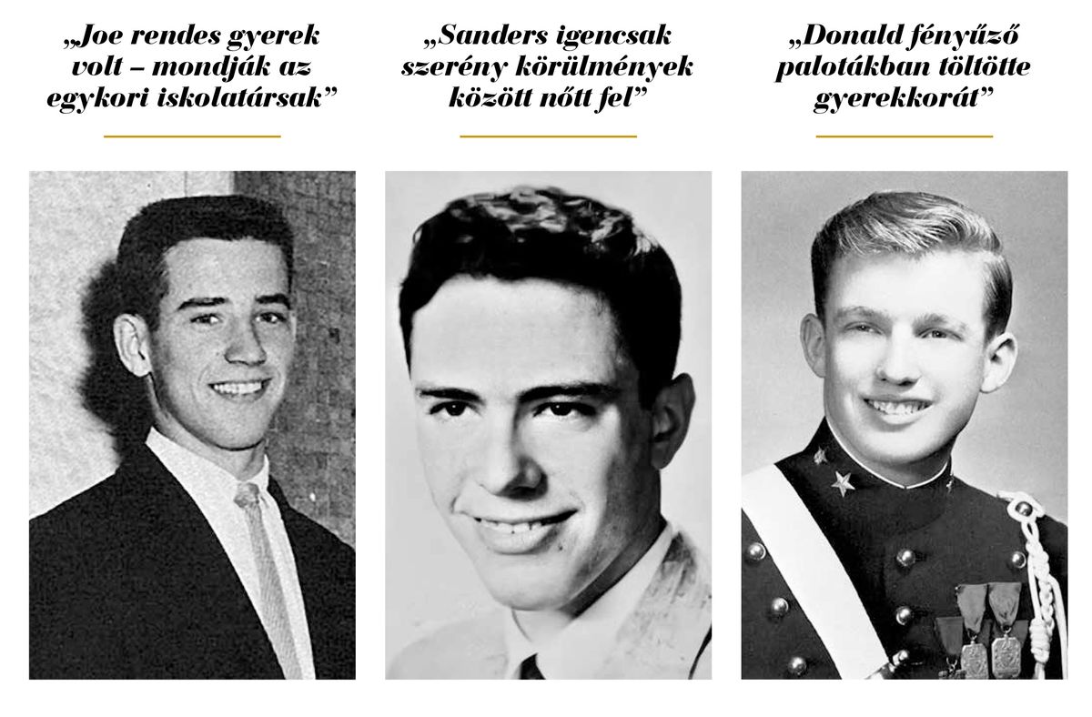 Fotó: wikipedia / Joe Biden at Archmere Academy / Bernie Sanders 1959 High School Yearbook / Donald Trump NYMA
