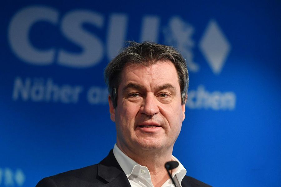 Népszerű jelölt: Markus Söder sajtótájékoztatót tart Münchenben hétfőn. Fotó: FRANK HOERMANN / SVEN SIMON / SVEN SIMON / DPA PICTURE-ALLIANCE VIA AFP