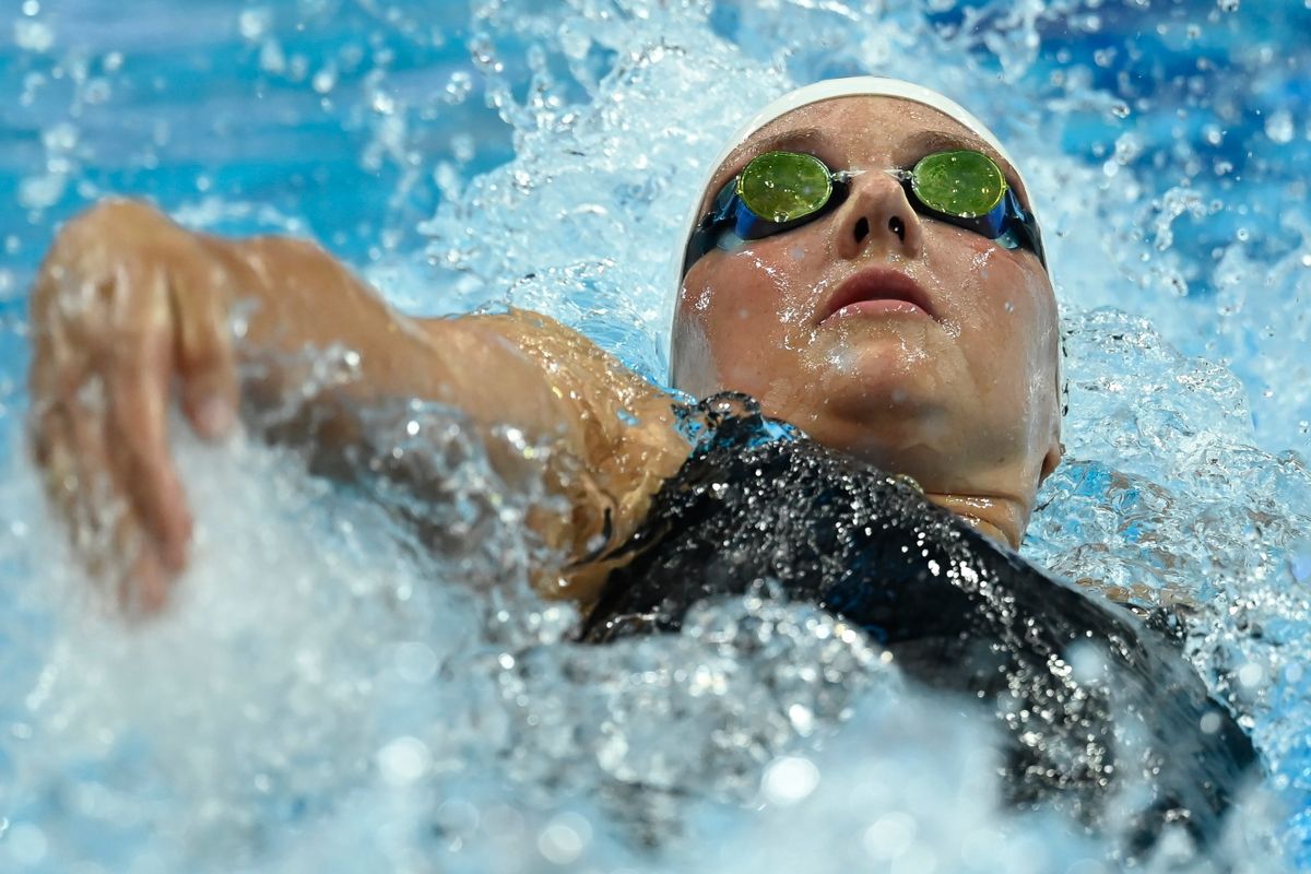 Hosszú Katinka a női 200 méteres vegyesúszás előfutamában a vizes világbajnokságon a budapesti Duna Arénában 2022. június 18-án. MTI/Kovács Tamás