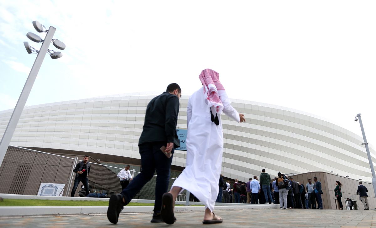 A dohai al-Dzsanub Stadion, a 2022-es katari labdarúgó-világbajnokság nyolc arénájának egyike. A létesítményt Zaha Hadid iraki építész tervezte. MTI/EPA/Ali Haider
