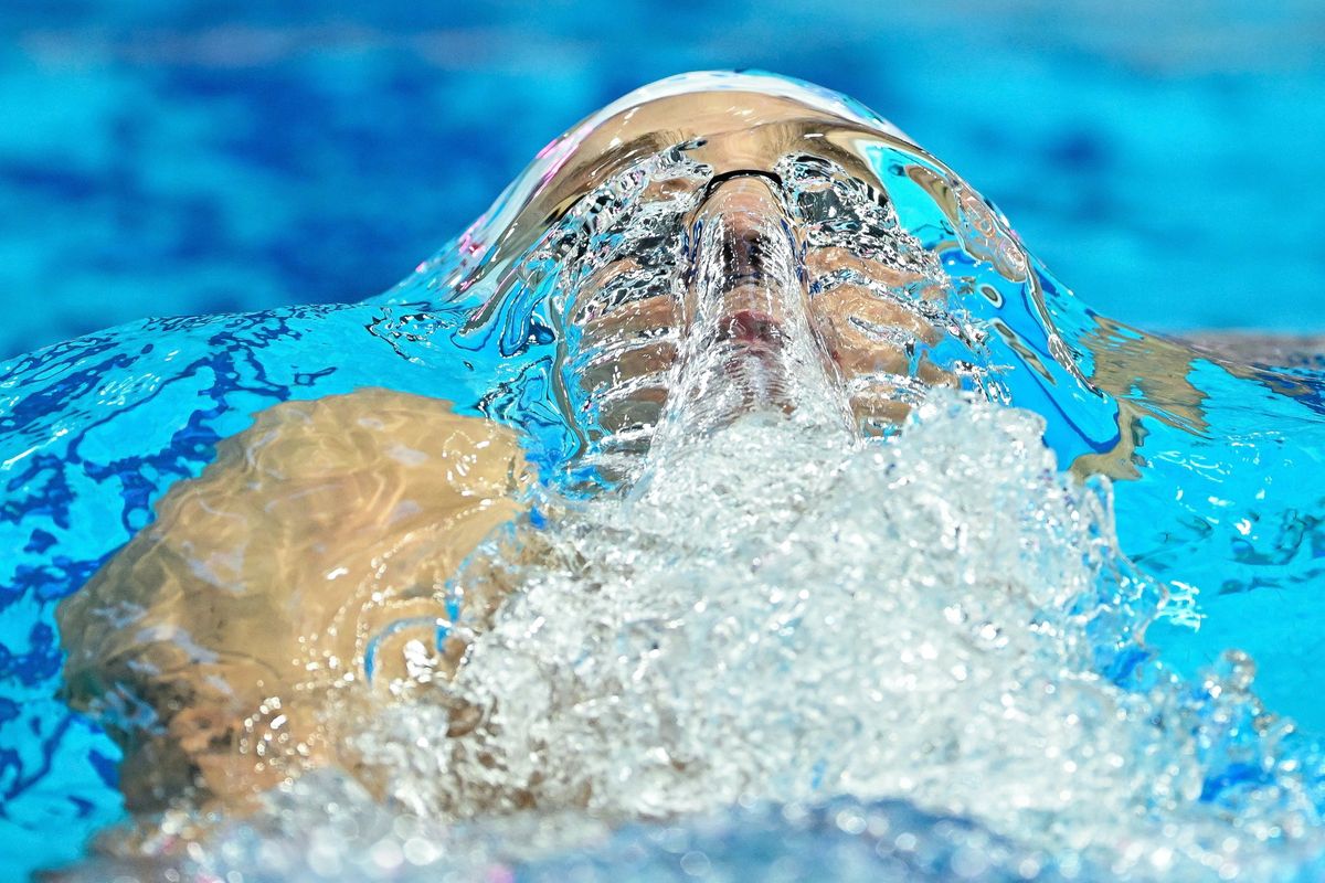 Telegdy Ádám a férfi 200 méteres hátúszás elődöntőjében a vizes világbajnokságon a Duna Arénában 2022. június 22-én. MTI/Illyés Tibor