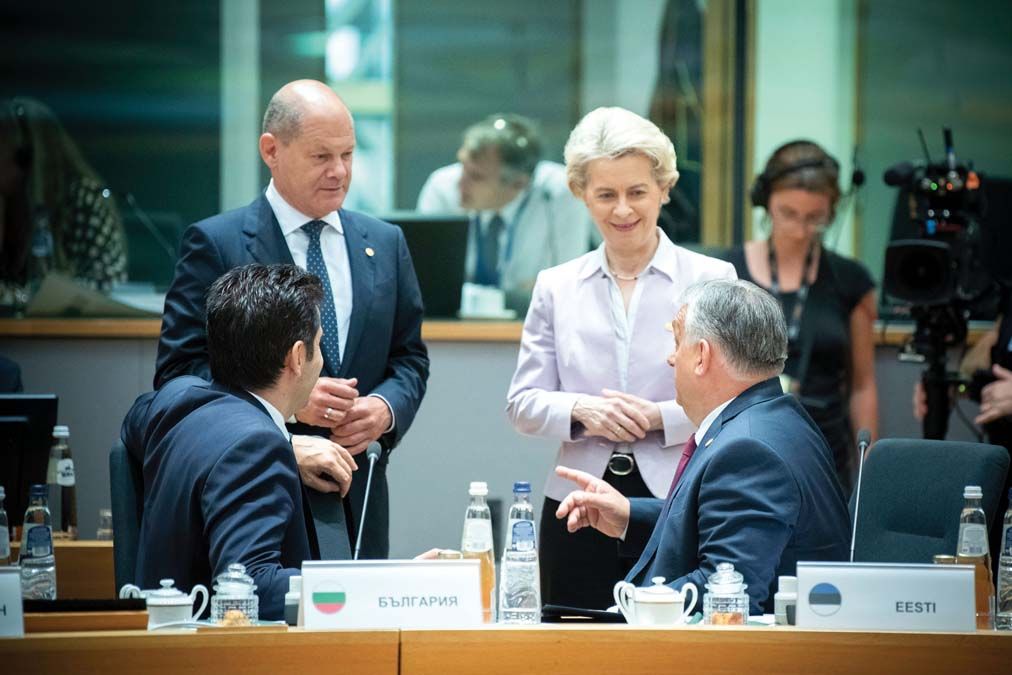 EU-csúcs Brüsszelben 2022. júniusban <br> Fotó: MTI / Miniszterelnöki Sajtóiroda / Benkő Vivien Cher