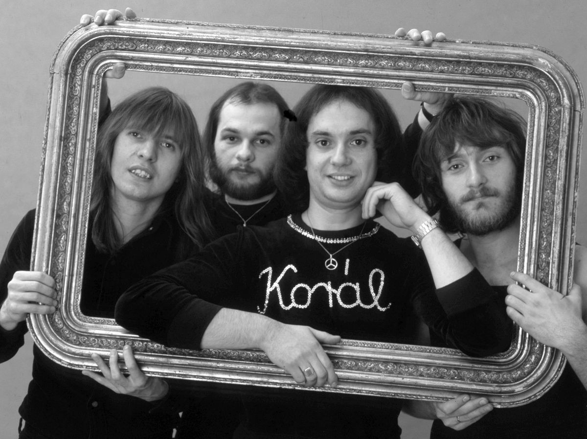 A  Korál együttes tagjai 1978-ban:   Balázs Fecó (orgona-ének), Scholler Zsolt (basszusgitár), Fischer László (gitár), Pados István (dob).<br>FOTÓ: FORTEPAN / ADOMÁNYOZÓ: URBÁN TAMÁS