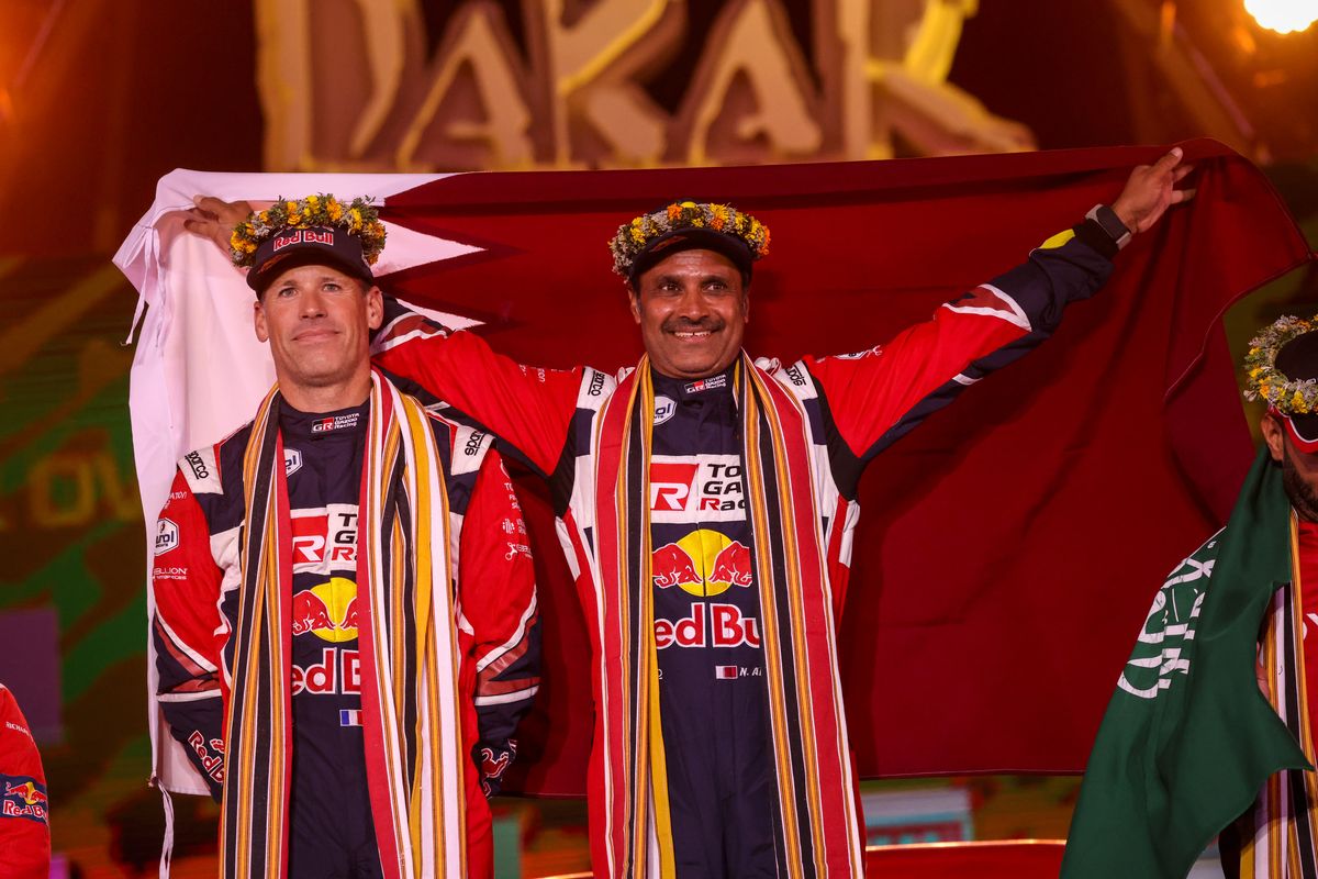 A Nasszer al-Attijah (jobbra), Matthieu Baumel páros nyerte az idei szaúd-arábiai Dakar-ralit. Red Bull Content Pool