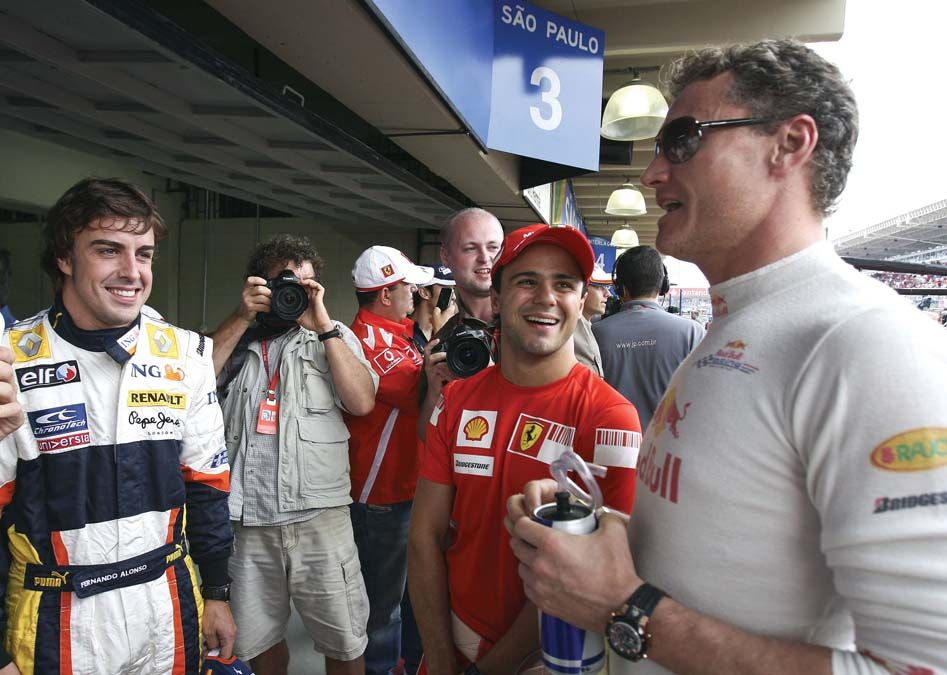 Fernando Alonsóval és Felipe Massával a 2008-as brazil nagydíjon <br> Fotó: AFP / VANDERLEI ALMEIDA