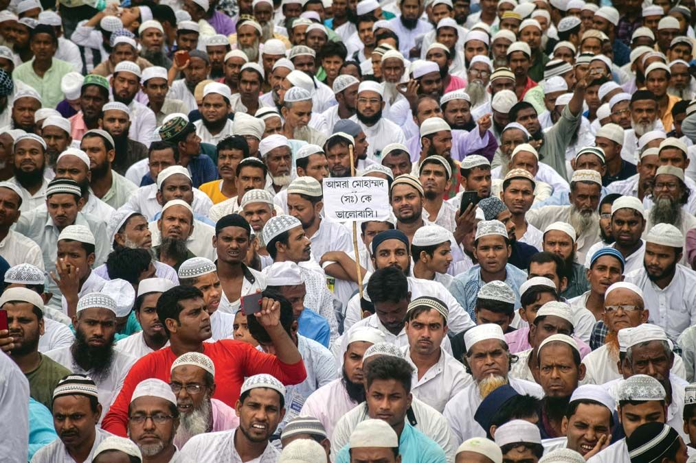 Indiai muszlimok kormányellenes tüntetése 2022 júniusában<br>Fotó: AFP / NURPHOTO / ANKHADEEP BANERJEE 