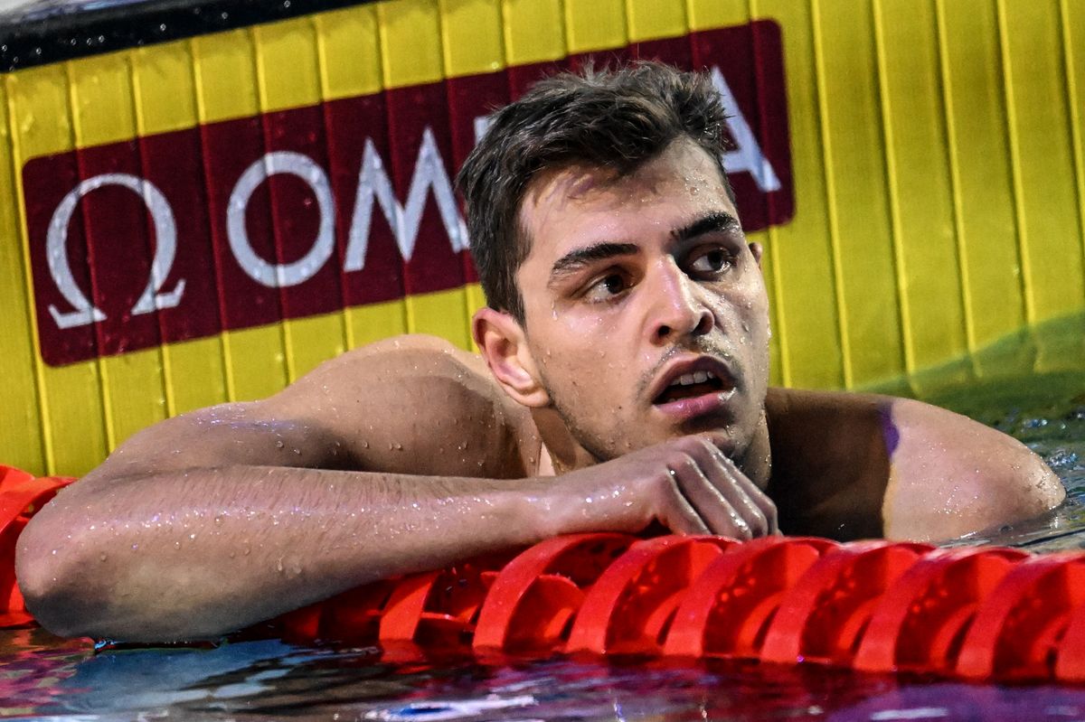 Németh Nándor a hatodik helyen végzett 100 gyorson a hazai rendezésű vizes világbajnokságon a Duna Arénában. Fotó: Trenka Attila