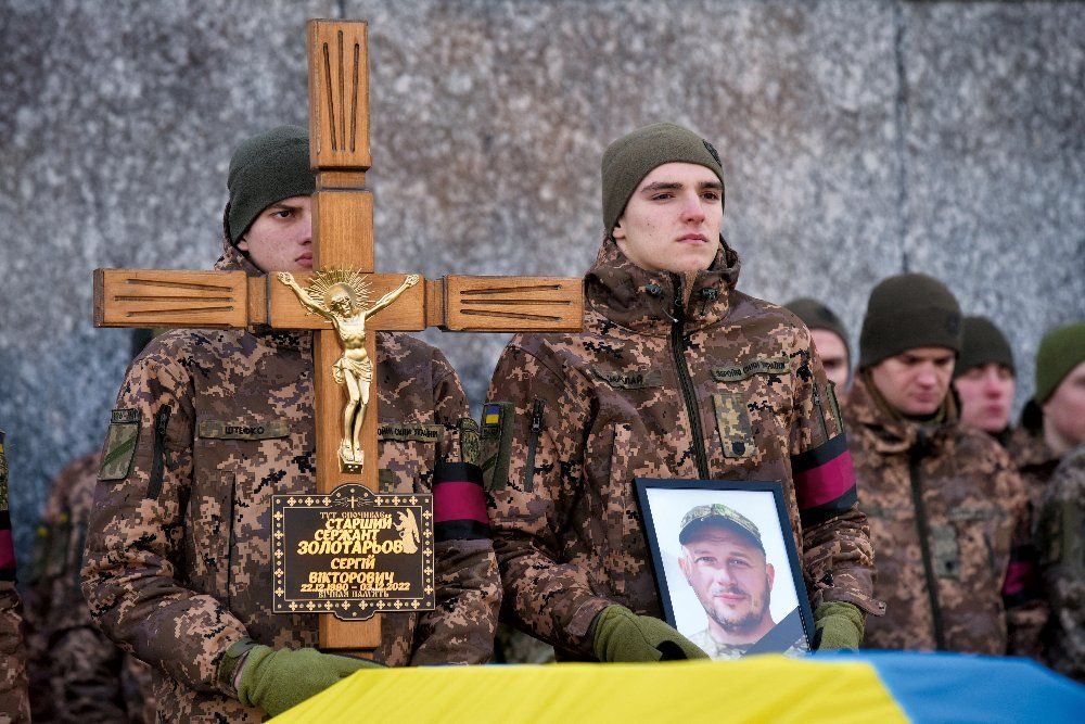 Ukrán katonák temetése Lvivben február 10-én <br> Fotó: AFP/Pavlo Palamarchuk/Anadolu Agency