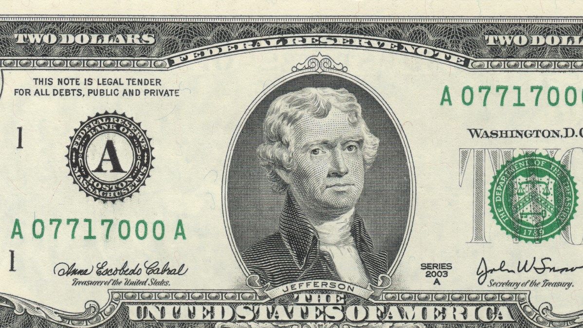 Jefferson elnök a kétdollároson (forrás: Wikipedia)