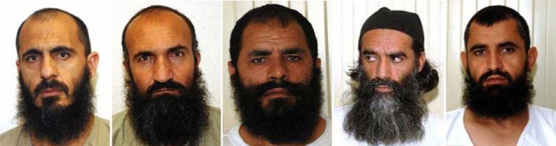 Mohammad Nabi Omari, Khairullah Khairkhwa, Mohammad Fazl, Norullah Noori és Abdul Haq Wasiq. Forrás: Pentagon