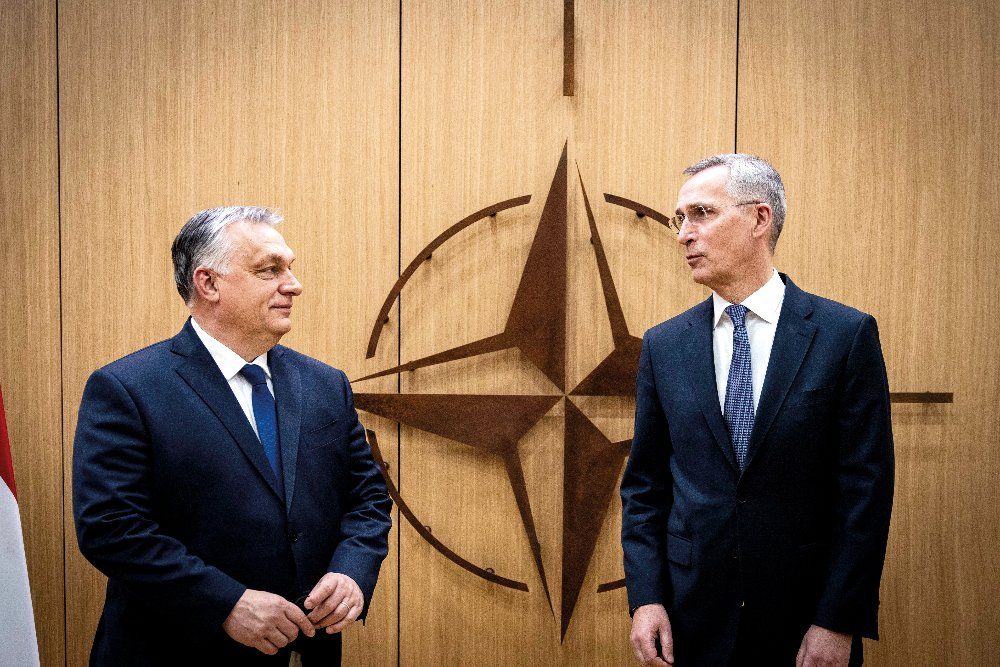 Szövetségben a békéért. Orbán Viktor és Jens Stoltenberg NATO-főtitkár <br> Fotó: MTI/Miniszterelnöki Sajtóiroda/Fischer Zoltán