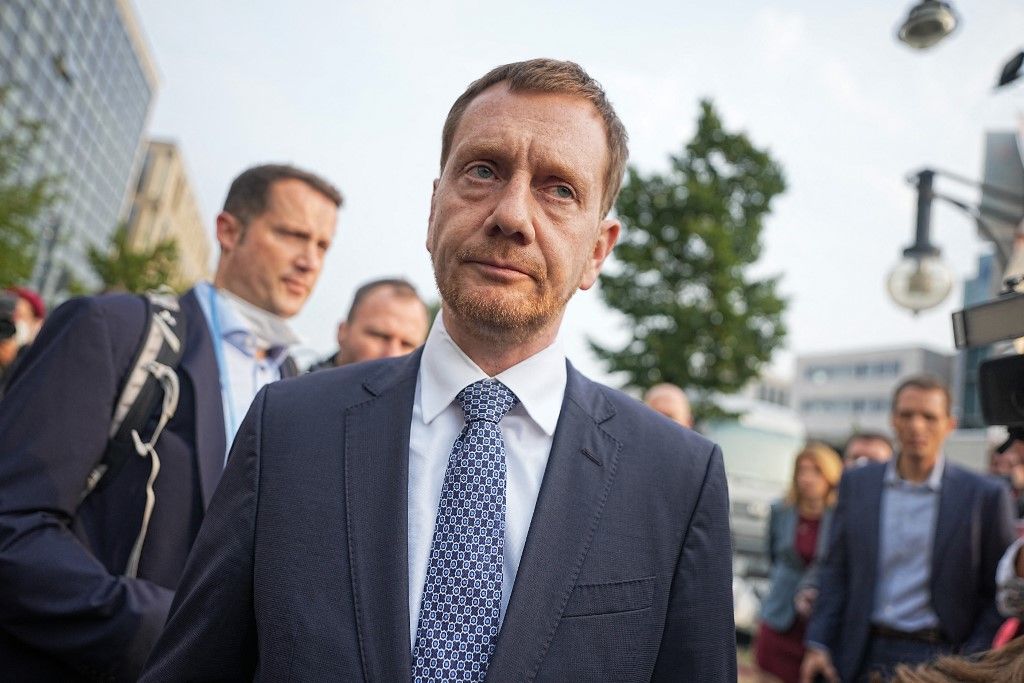 Nincs lenyűgözve: Michael Kretschmer szász kormányfő szerint a választók nem hatalmazták fel a CDU-t a kormányalakításra. Fotó: MICHAEL KAPPELER / DPA / DPA PICTURE-ALLIANCE VIA AFP
