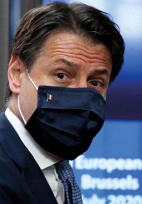 Giuseppe Conte olasz kormányfő a tagállamok szolidaritására apellált.<br>Fotó: MTI / EPA / AFP pool / JohnThys