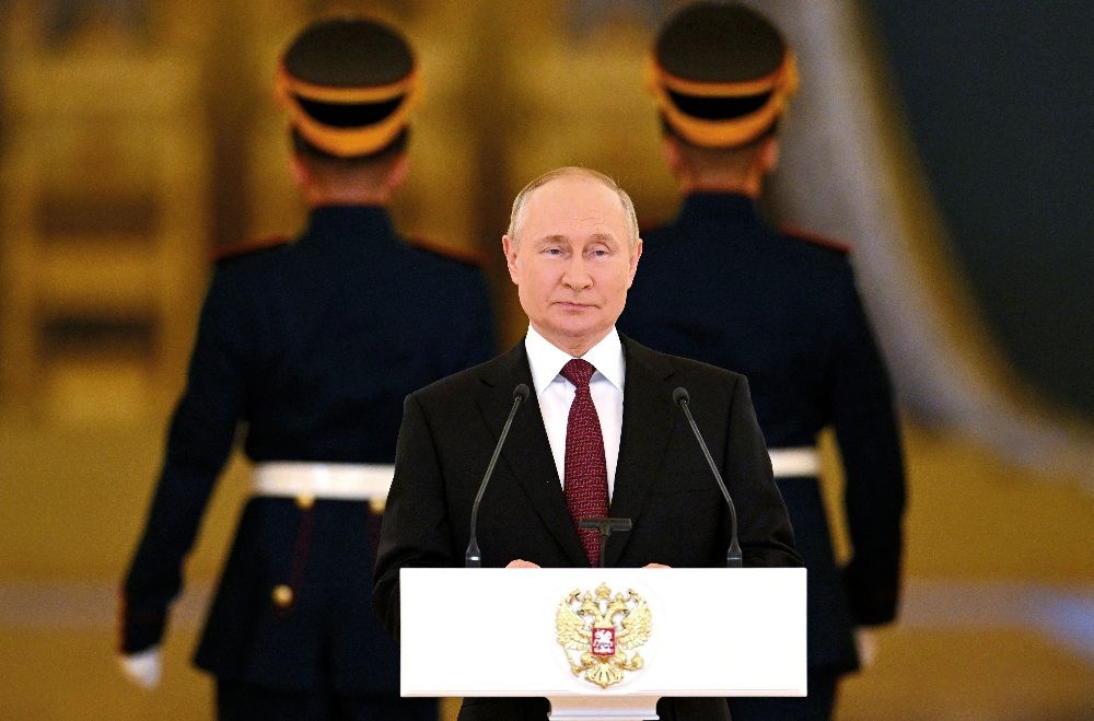 Vlagyimir Putyin orosz elnök a Kremlben külföldi nagykövetek fogadásakor 2022 szeptemberében <br> Fotó: AFP/Pavel Bednyakov/Sputnik