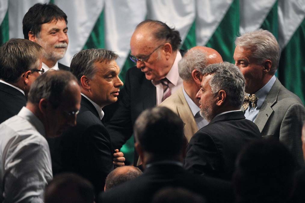 Orbán Viktorral a Gazdasági fordulat című konferencián a Millenárisban 2011-ben. <br> Fotó: MTI / Kovács Tamás