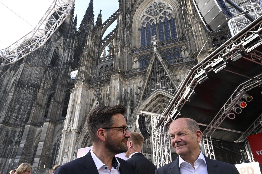 Szükségük van egymásra – Kutschaty és Scholz Kölnben. Fotó: INA FASSBENDER / AFP