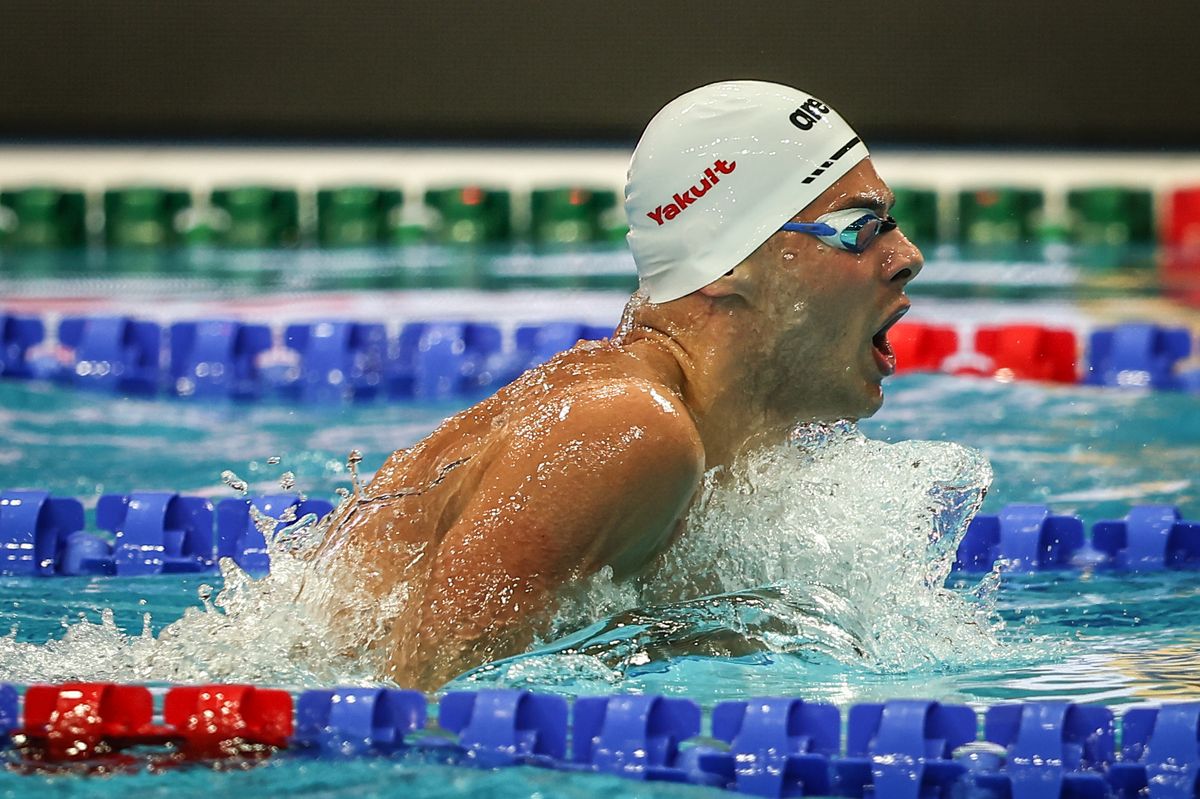 Holló Balázs a nyolcadik helyen végzett a férfi 400 méteres vegyesúszás döntőjében a vizes világbajnokságon a Duna Arénában 2022. június 18-án. Fotó: Trenka Attila