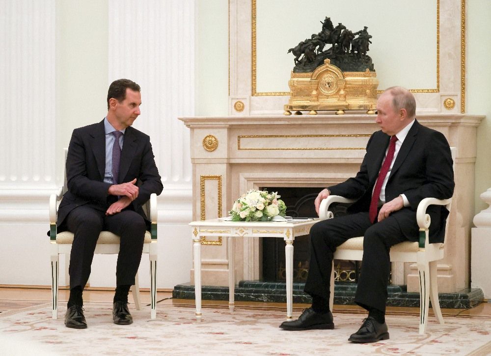 Bassár el-Aszad Vlagyimir Putyin orosz elnöknél 2023. március 15-én <br> Fotó: AFP/Vladimir Gerdo/Sputnik