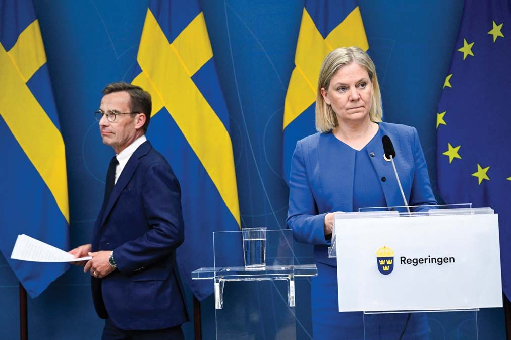 Ulf Kristersson és Magdalena Andersson: jobbra vagy balra tart ősztől Svédország? <br> Fotó: AFP / TT NEWS AGENCY / HENRIK MONTGOMERY