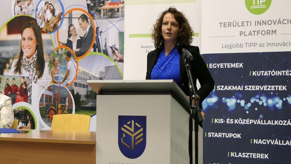 Sebők Katalin az NKFI Hivatal vállalati innovációs elnökhelyettese.<br>Fotó: Nyíregyházi Egyetem