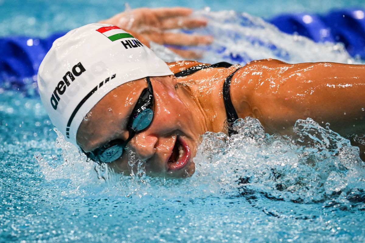 Kapás Boglárka a hetedik helyen zárt a női 200 méteres pillnangóúszás döntőjében június 22-én a vizes világbajnokságon a Duna Arénában. Fotó: Trenka Attila