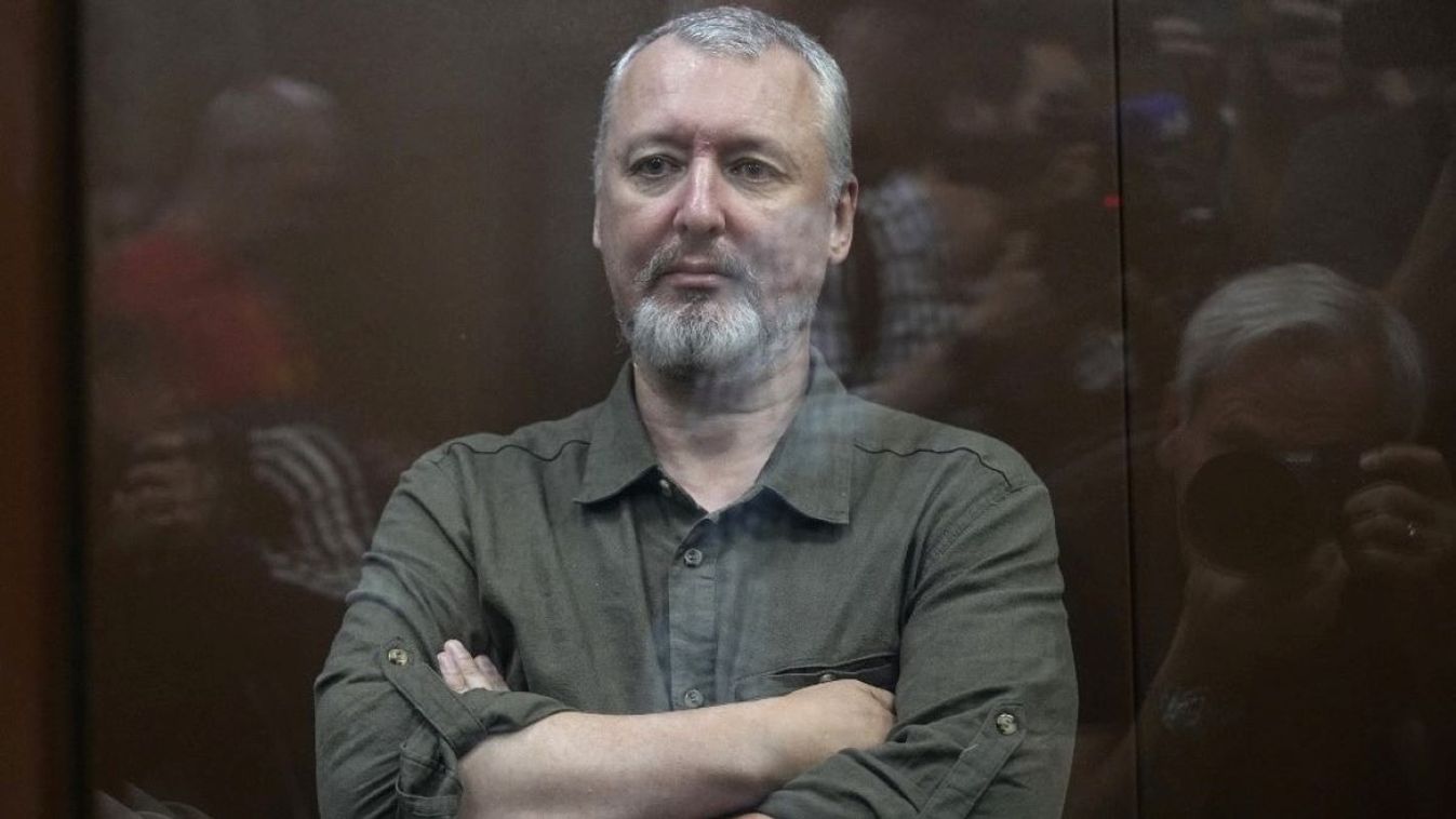 Igor Girkin (Strelkov), the former top military commander of the self-proclaimed "Donetsk People's Republic" and nationalist blogger, detained earlier Friday and accused of extremism, sits inside a glass defendants' cage during a hearing to consider a request on his pre-trial arrest in Moscow on July 21, 2023.