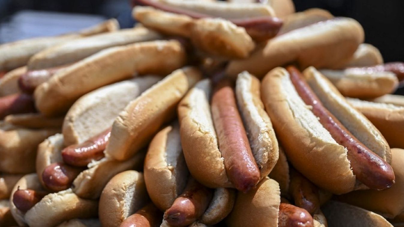 Hot dogs prepared for participants for Nathan's Famous International Hot Dog Eating Contest in Coney Island of Brooklyn borough, New York City, United States on July 04, 2023.