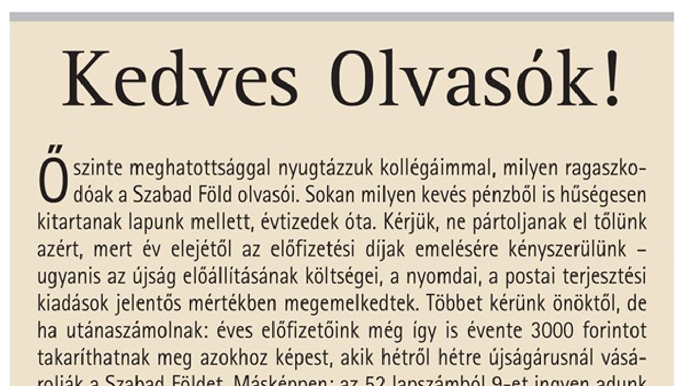 Kedves Olvasók!