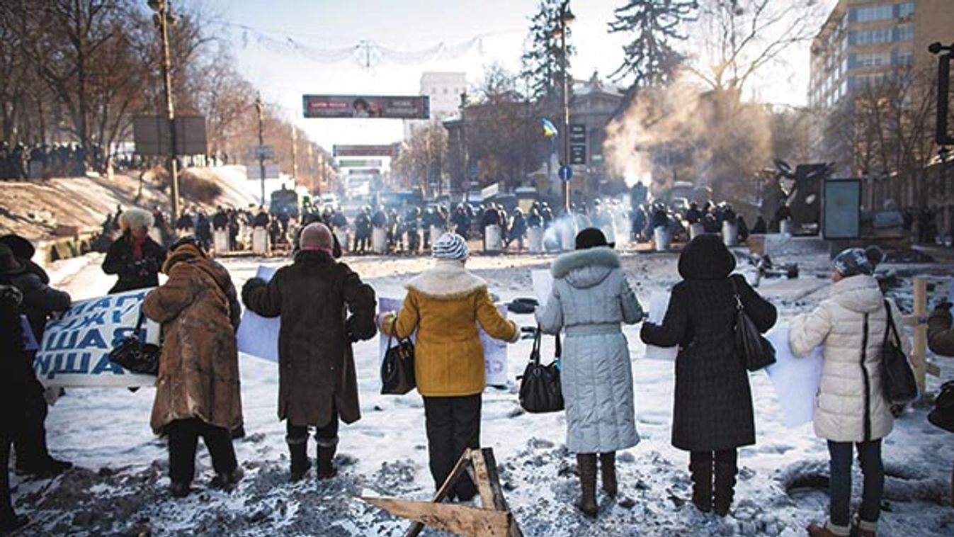 Ukraine, Kieve, barricades rue Grushevskogo, le 02 fevrier 2014