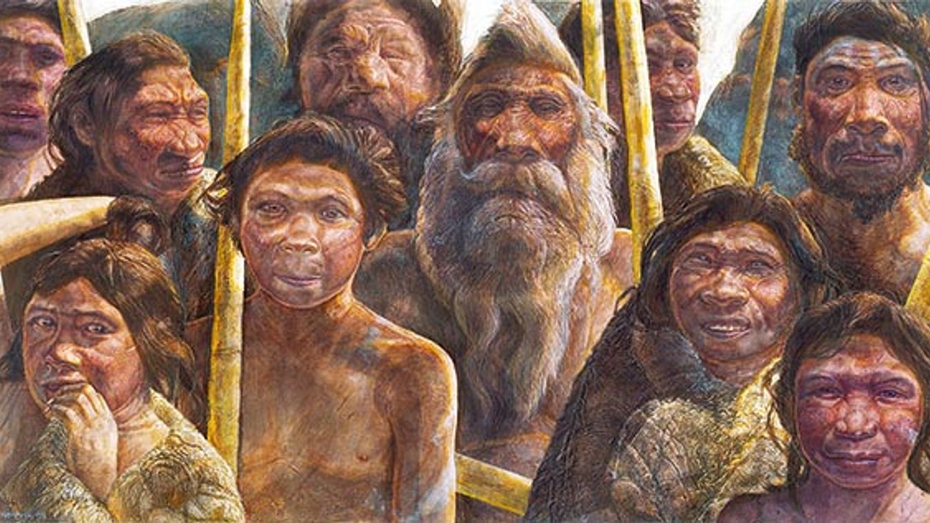 Homo heidelbergensis family, artwork