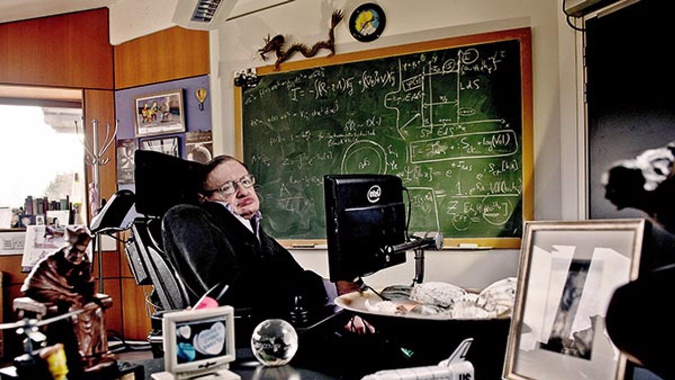 Professor Stephen Hawking in his office