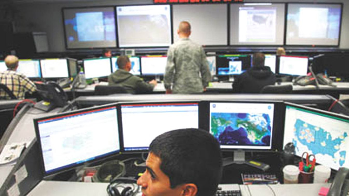 2Lt William Liggett works at the Air Force Space Command Network Operations & Security Center at Peterson Air Force Base in Colorado Springs